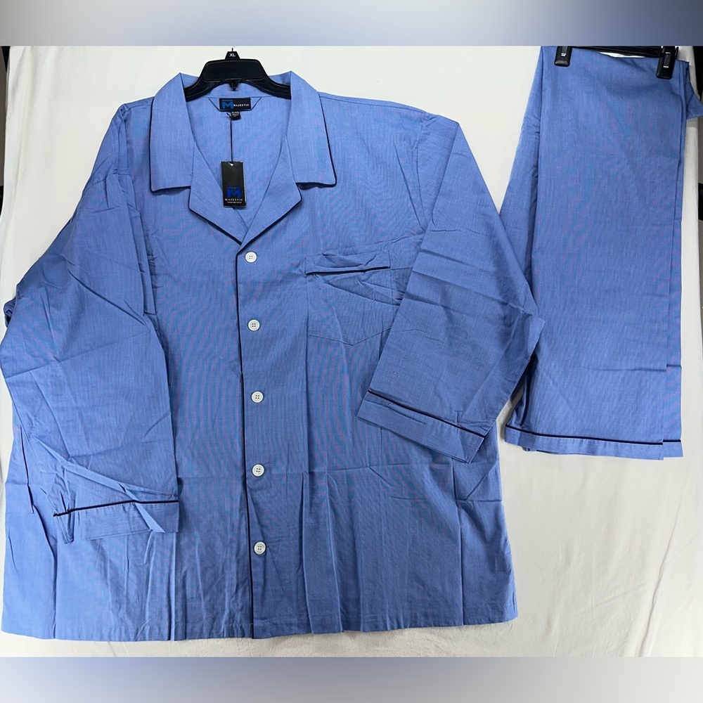 Majestic International Blue Cotton Long Sleeve Pajama Set Men’s Size 3X NEW